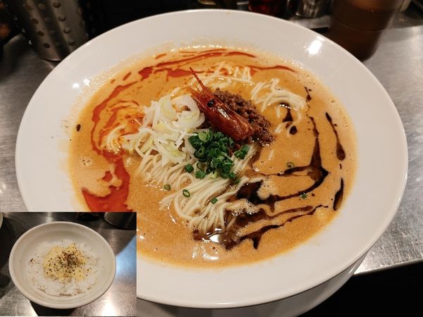 「海老寿久担々麺(〆リゾット付き)1000円」@麺屋 愛心 TOKYO 町屋店の写真