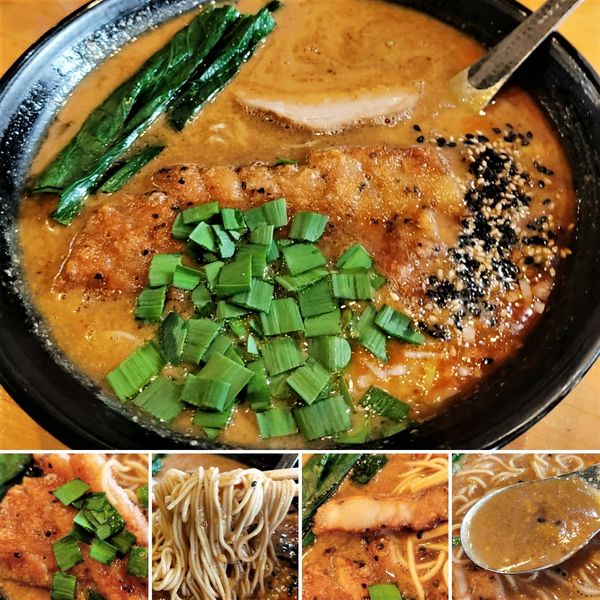 「生姜担々麺(プレーン)＋排骨＋畑の麦ごはん＝1200円」@瀬佐味亭の写真