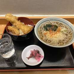 イカ天丼セット たぬきわかめそば(関西出汁)590円