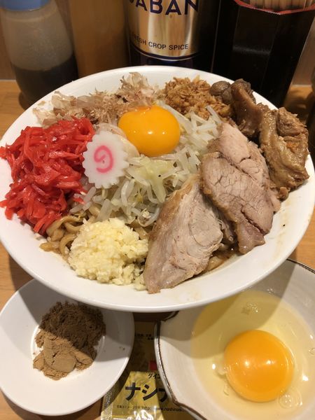 「まぜそば(大)+魚粉+生たまご+ナシナシ」@麺屋 神工の写真