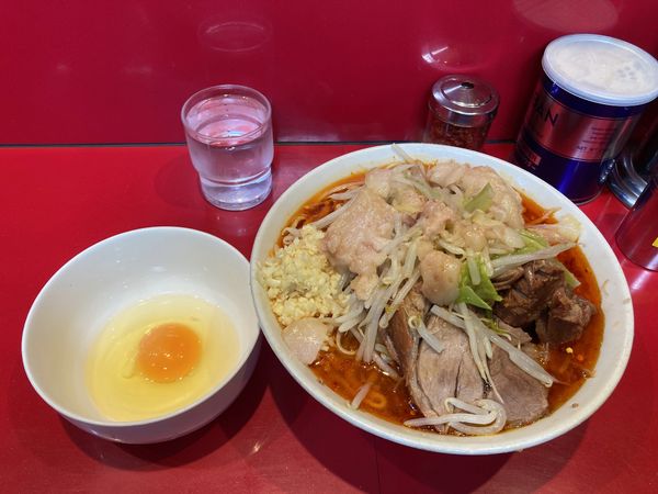 「小ラーメン少なめ＋たまご＋SK半分」@ラーメン二郎 西台駅前店の写真