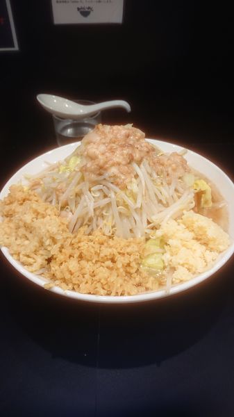 「小ラーメン大盛  生姜  野菜  ニンニク  油」@豚風。の写真