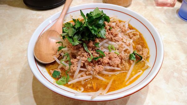 「スパイシーポタこんにゃく麺(たまご麺仕様)」@鶏ポタラーメン THANK 大門店の写真