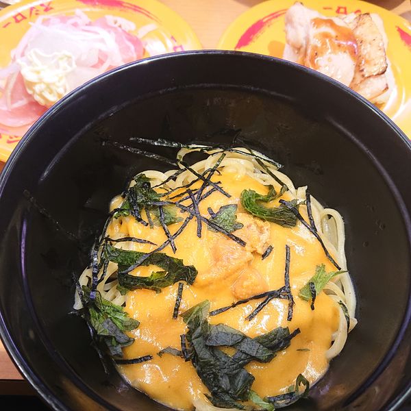 「期間限定　濃厚うにまぜそば」@スシロー 海浜幕張店の写真