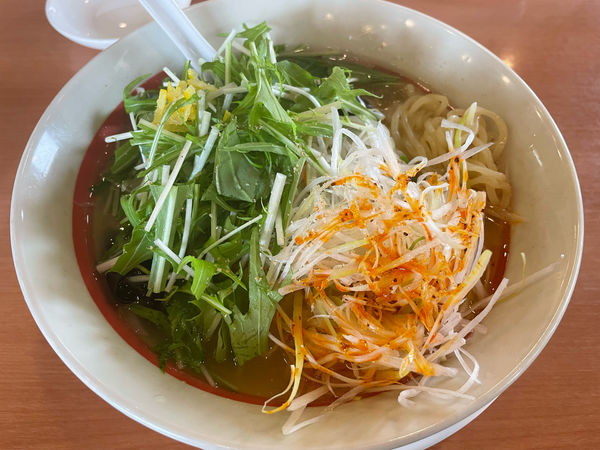 「【期間限定】ゆず塩野菜らーめん580円、千切りネギ110円」@幸楽苑 水戸末広店の写真