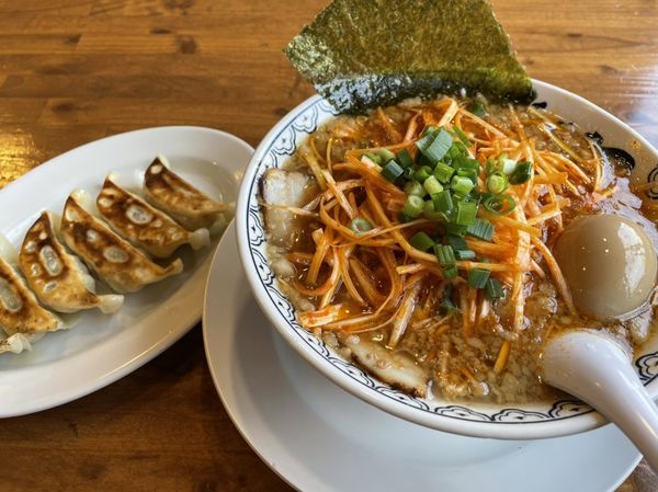 「ばんから辛ネギ＋煮卵」@東京豚骨拉麺 ばんから 柏豊四季店の写真