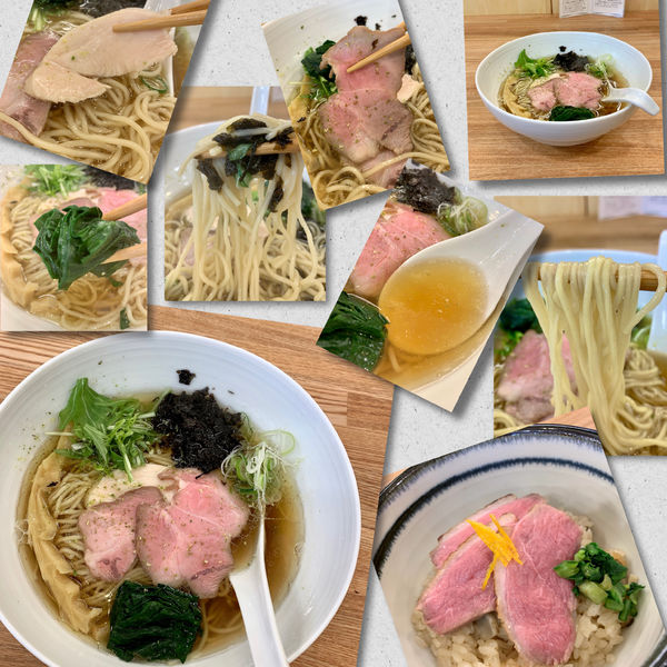 「山椒白醤油そば900円＋鴨肉炊き込みご飯」@中華そば きなりの写真