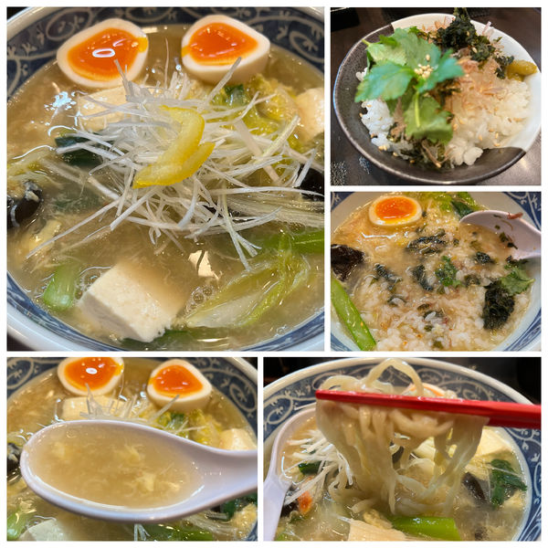 「【限定】白菜と蟹出汁のとろみそば950円追い飯100円味玉」@まるふじ食堂の写真