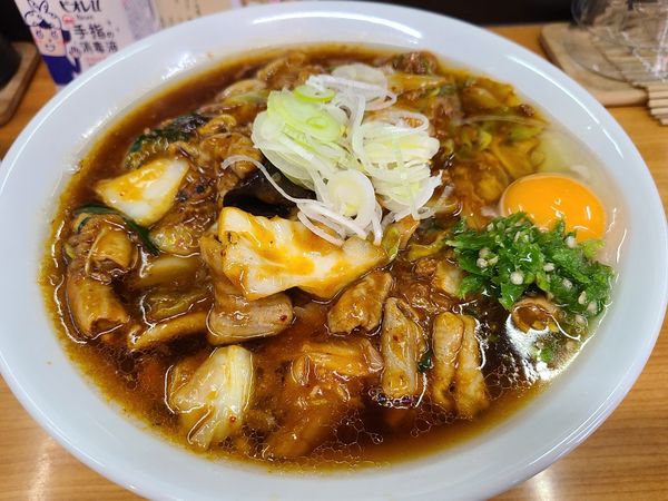 「豚もつとキムチの餡かけラーメン　2/2」@中華そば 半ざわの写真