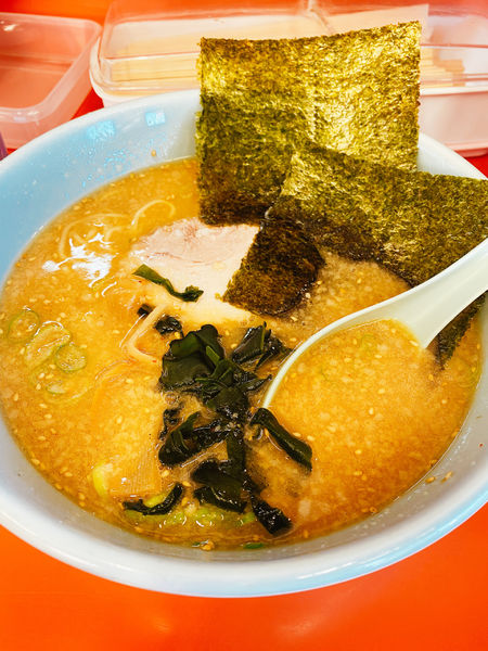 「味噌ラーメン　半麺コッテリ」@ラーメンショップ 薮塚店の写真