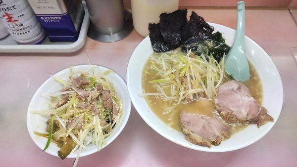 「かいざんラーメンネギ丼セット1100円」@ラーメン かいざんの写真