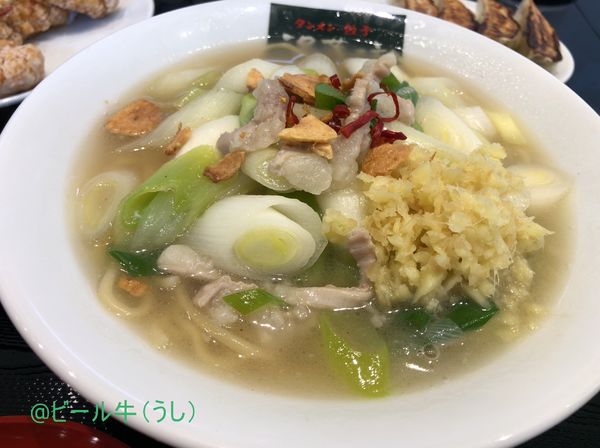 「ネギタンメン(850円)、餃子、からあげ(各350円)」@湯菜坊の写真