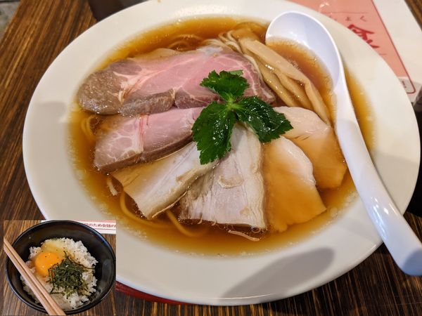 「飛魚出汁チャーシュー醤油そば+ウニ玉+デザート」@だし廊 -DASHIRO-の写真