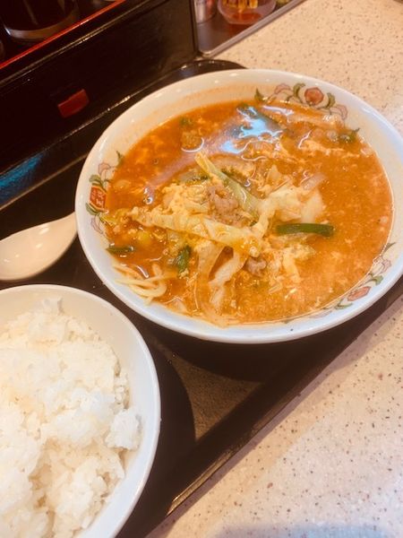 「辛玉ラーメンセット 913円」@餃子の王将 新小岩ルミエール店の写真