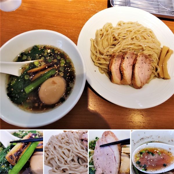 「鴨つけそば(太麺)＋味玉＝1050円」@麺屋 上々の写真