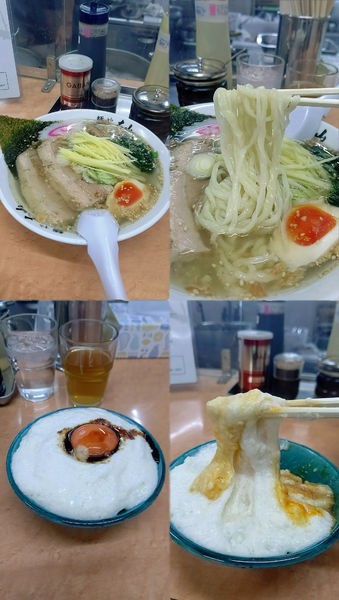 「『塩生姜らーめん+濃厚 大和芋丼 卵黄のせ』」@青竹手打ちラーメン 麺や大山の写真