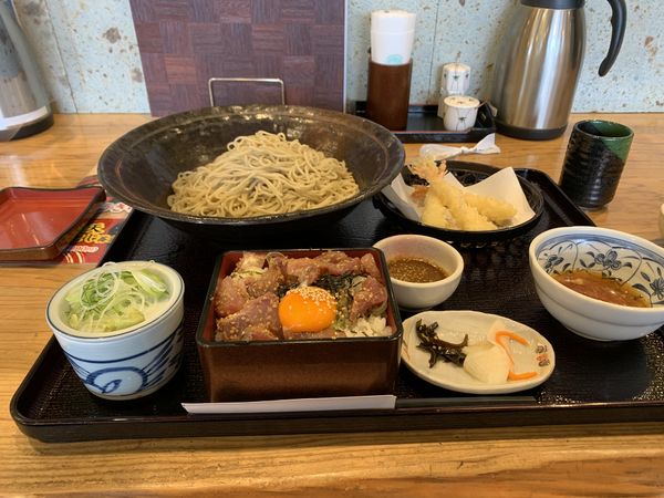 「りゅうきゅう膳セット(1280円)」@生そば あずま 松戸店の写真