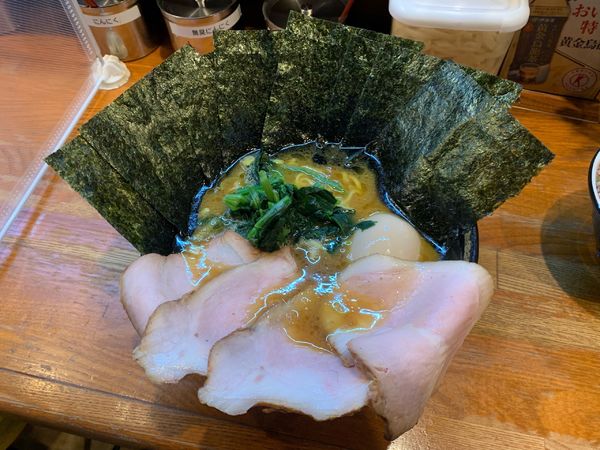 「チャーシューメン+のり+味玉+ライス ￥960+￥120+￥10」@末廣家の写真