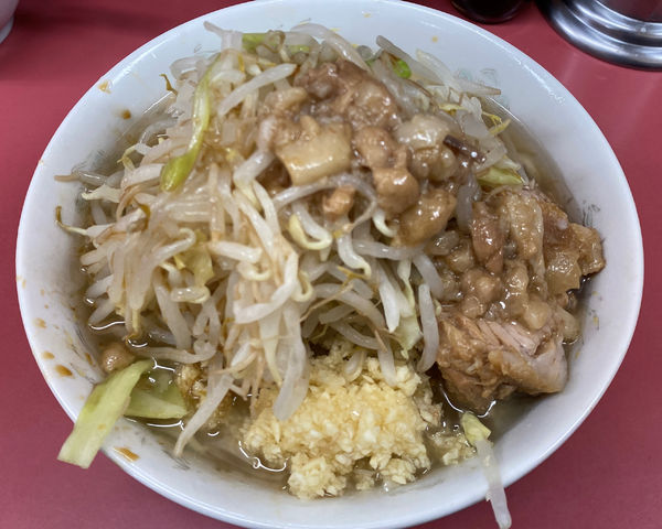 「小ラーメン 全部 玉子」@ラーメン二郎 小岩店の写真