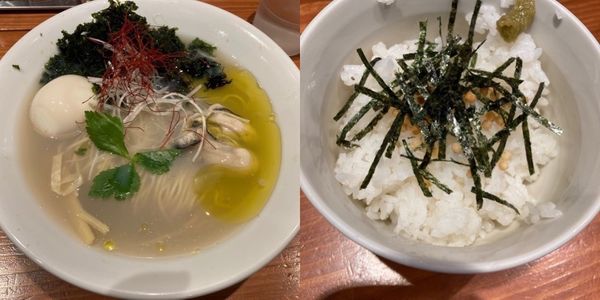 「柚子香る牡蠣塩そば　茶漬けセット」@麺屋 真心の写真