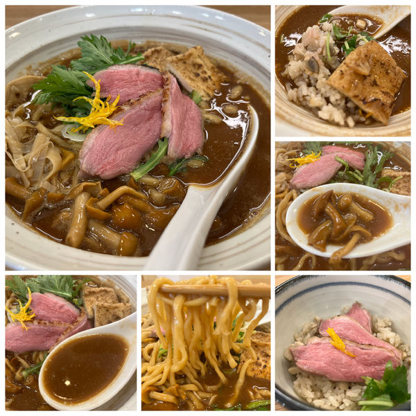 「赤味噌そば 1000円 鴨肉炊き込みご飯 400円」@中華そば きなりの写真