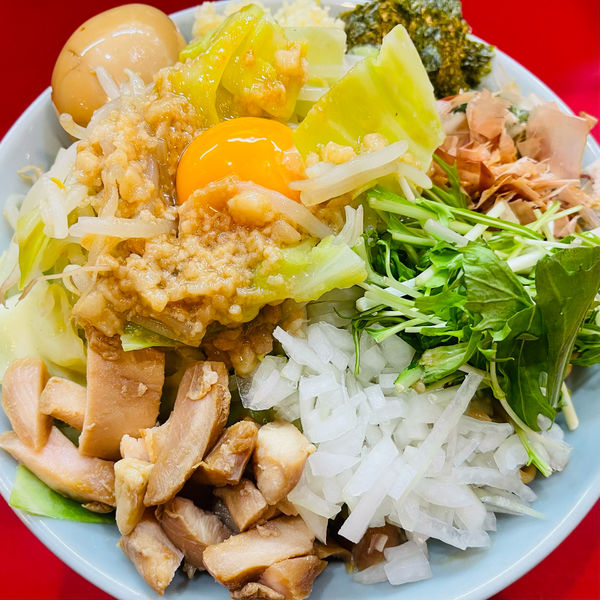 「まぜそば（250g）＋増量（100g）＋味玉」@自家製麺 酉の写真