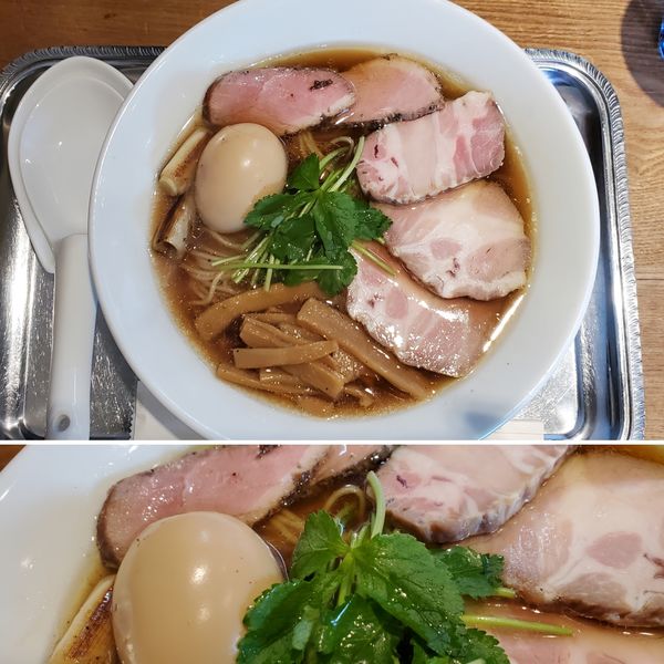 「鴨南醤油ラーメン大盛+チャーシュー・卵トッピング」@中華そば 瀧壺の写真