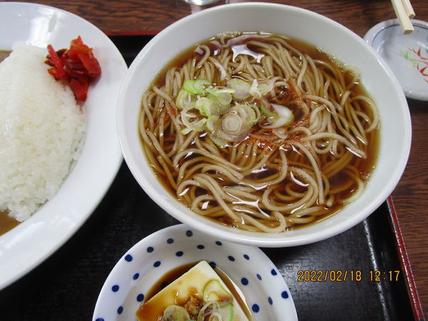 「ミニかけ蕎麦とカレーライスSet 1000円」@そば処 大むら 東伊興町店の写真