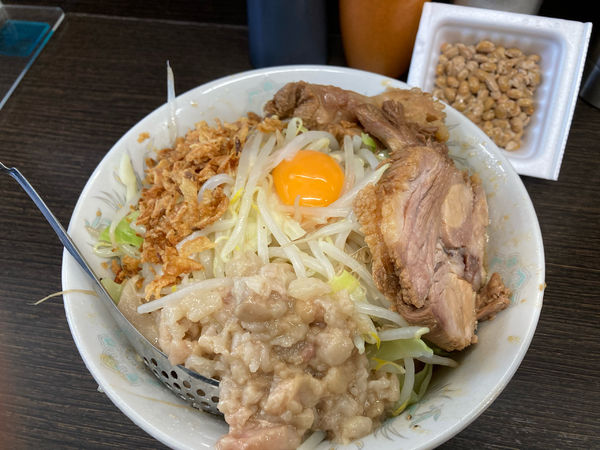 「汁なし　限定2：納豆」@ラーメン二郎 川越店の写真