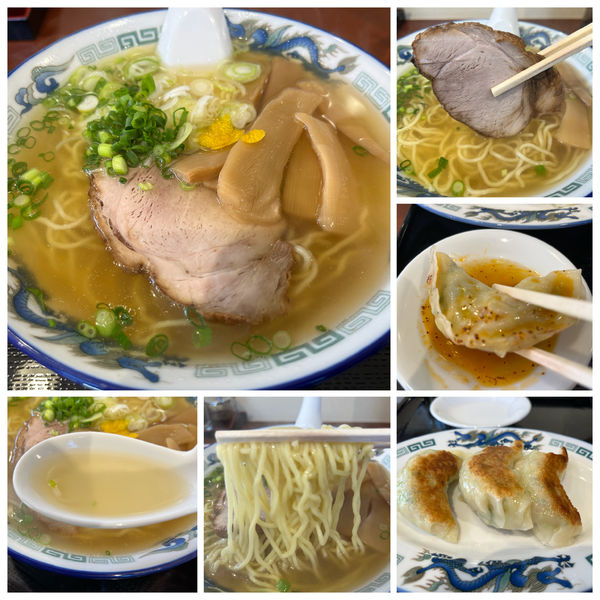 「ゆず塩ラーメン800円 自家製焼餃子3個入り 250円」@中華そば 平凡の写真