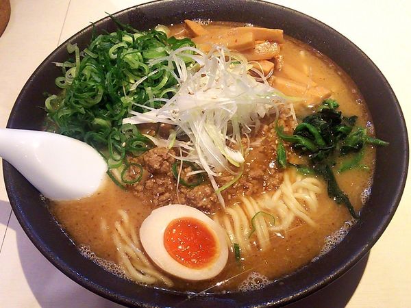 「肉味噌そば大盛+九条ネギ+自家製メンマ」@麺や鐙壱番の写真