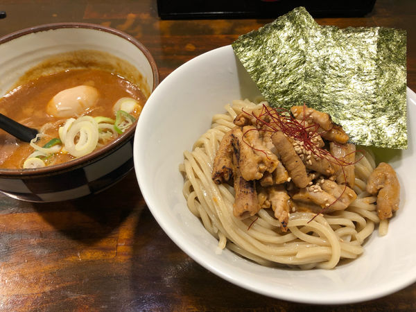 「焼きモツつけ麺」@オリオン食堂の写真