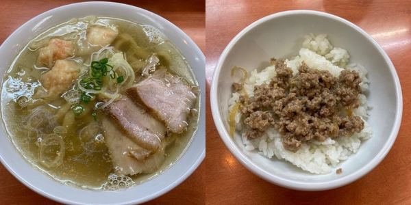 「海老ワンタンメン　生姜丼」@日陰の写真
