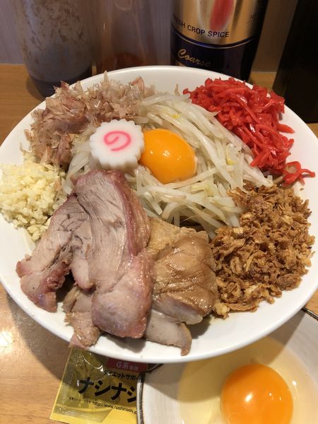 「まぜそば(大)+紅しょうが+生たまご+ナシナシ」@麺屋 神工の写真