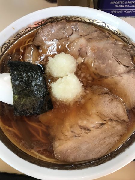 「チャーシュー麺(ロース) 800円　硬麺-玉ねぎ増量無料」@タンタンの写真