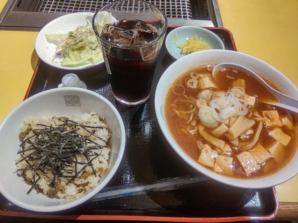 「日替ランチ(麻婆ラーメン＋高菜ごはん)640円」@朝鮮飯店 高崎駅西口店の写真