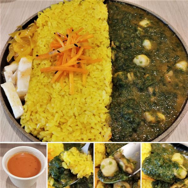 「生アオサとアサリ＆小柱のカレー(限定)  1000円」@スパイスパレットの写真