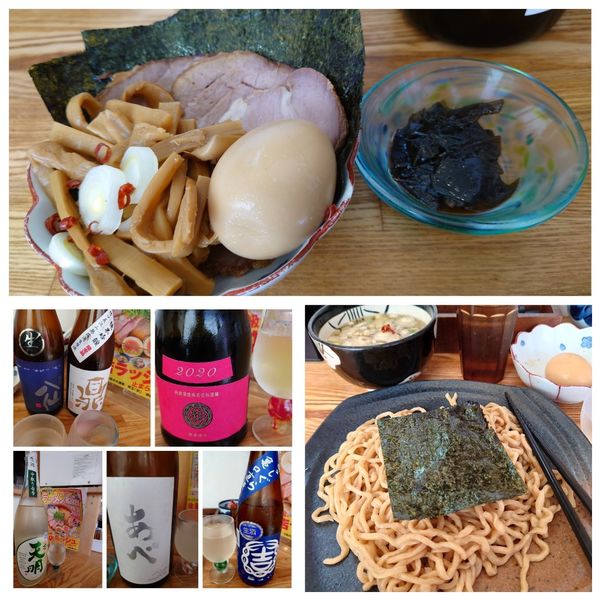 「特製つけそば（200g）＋プレミアム日本酒×5」@中華そば専門 とんちぼの写真