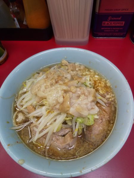 「小ラーメン780円(麺少なめ・ヤサイ少なめニンニクアブラ)」@ラーメン二郎 中山駅前店の写真