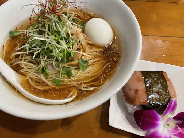 「醤油SOBAスパムセット　塩玉子トッピング」@麺屋 Hulu-luの写真