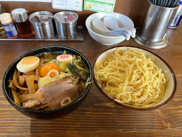 「野菜つけ麺・メンマ、生卵トッピング」@東池袋大勝軒 本店の写真