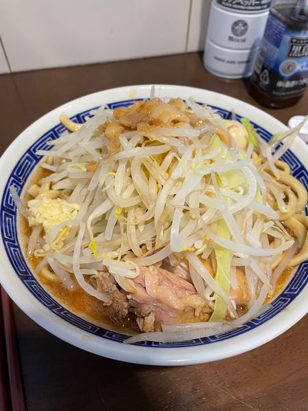 「ラーメン（ヤサイアブラカラメ+ニンニクちょっと）+うずら玉子」@ラーメン ゼンゼンの写真
