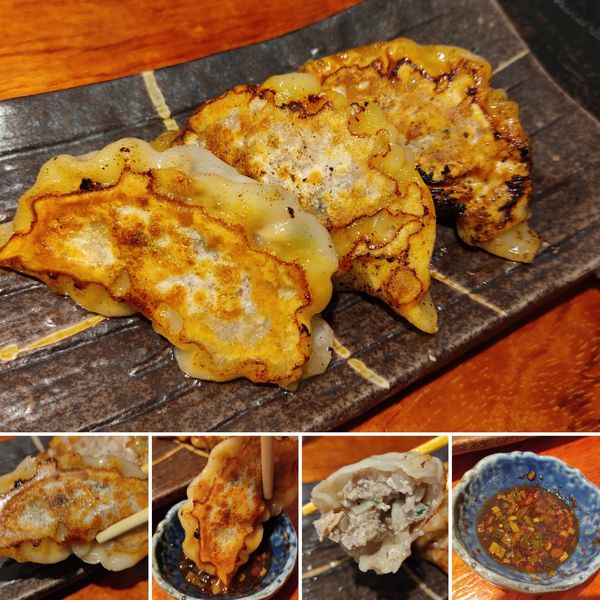 「肉汁餃子(3個)　450円」@人形町 天秤棒の写真