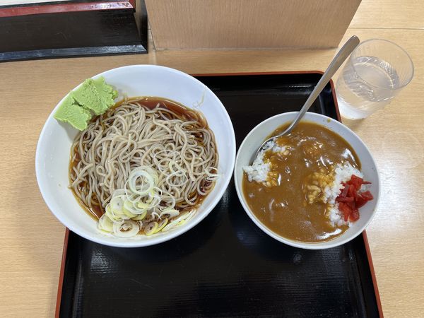 「カレーセット(冷そば)390円」@ゆで太郎 船橋南口店の写真