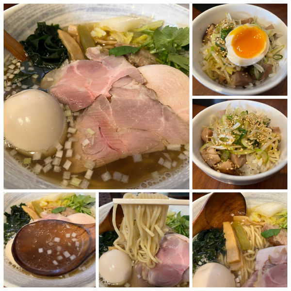 「いりこそば味玉付 890円 ネギミニチャーシュー丼 150円」@讃岐ラーメン 香麦の写真