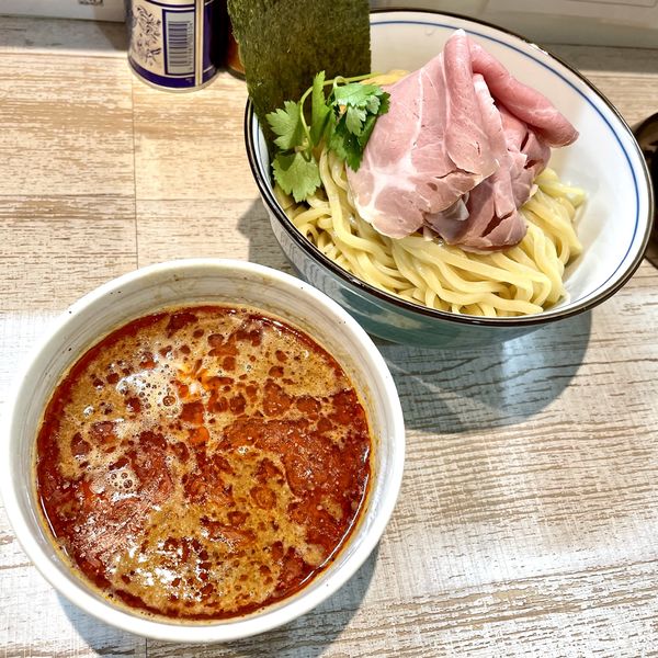 「【気まぐれ限定】辛いつけそば ￥980」@中華そば 四つ葉の写真