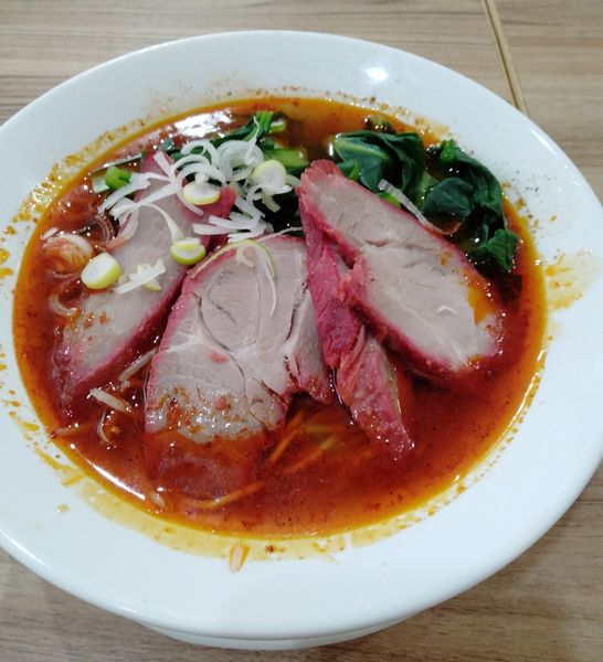 「マーラーチャーシュー麺＋半チャーハン」@広東料理 橘屋の写真