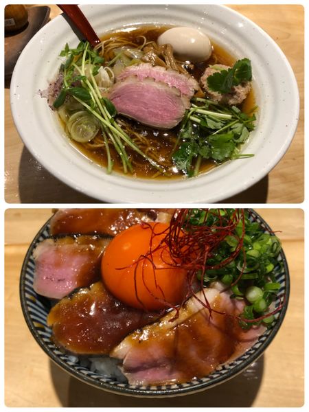 「鴨だし味玉醤油ラーメン&鴨チャーシュー丼」@鴨だしらぁ麺 轟の写真