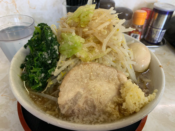 「大みのわラーメン　野菜大盛り　ニンニク　背脂」@麺屋みのわの写真