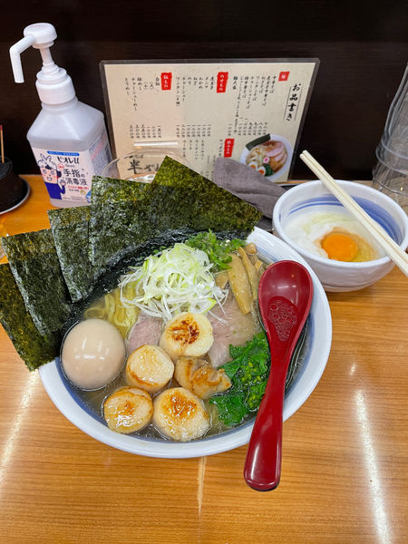 「帆立出汁ラーメン＋帆立ディップ×2」@中華そば 半ざわの写真